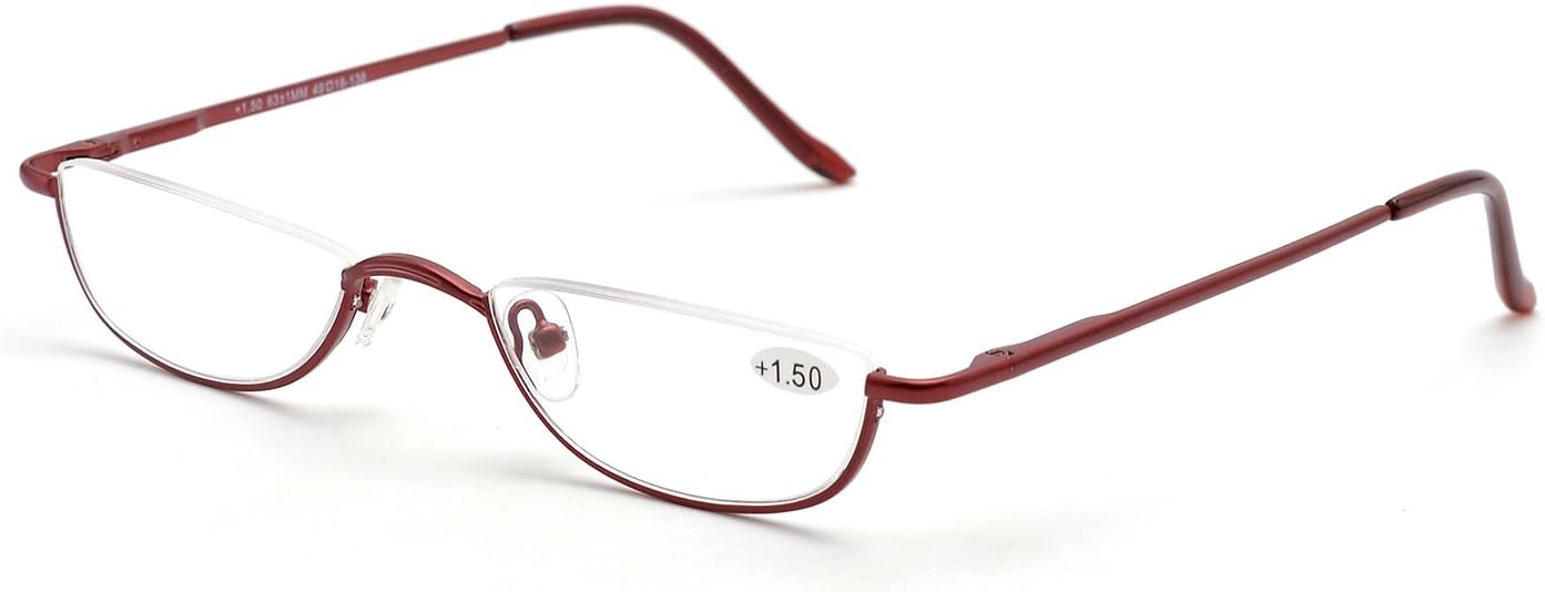 T0340 – Gafas de lectura de aleación vintage sin montura para hombres y mujeres, con elegante estuche