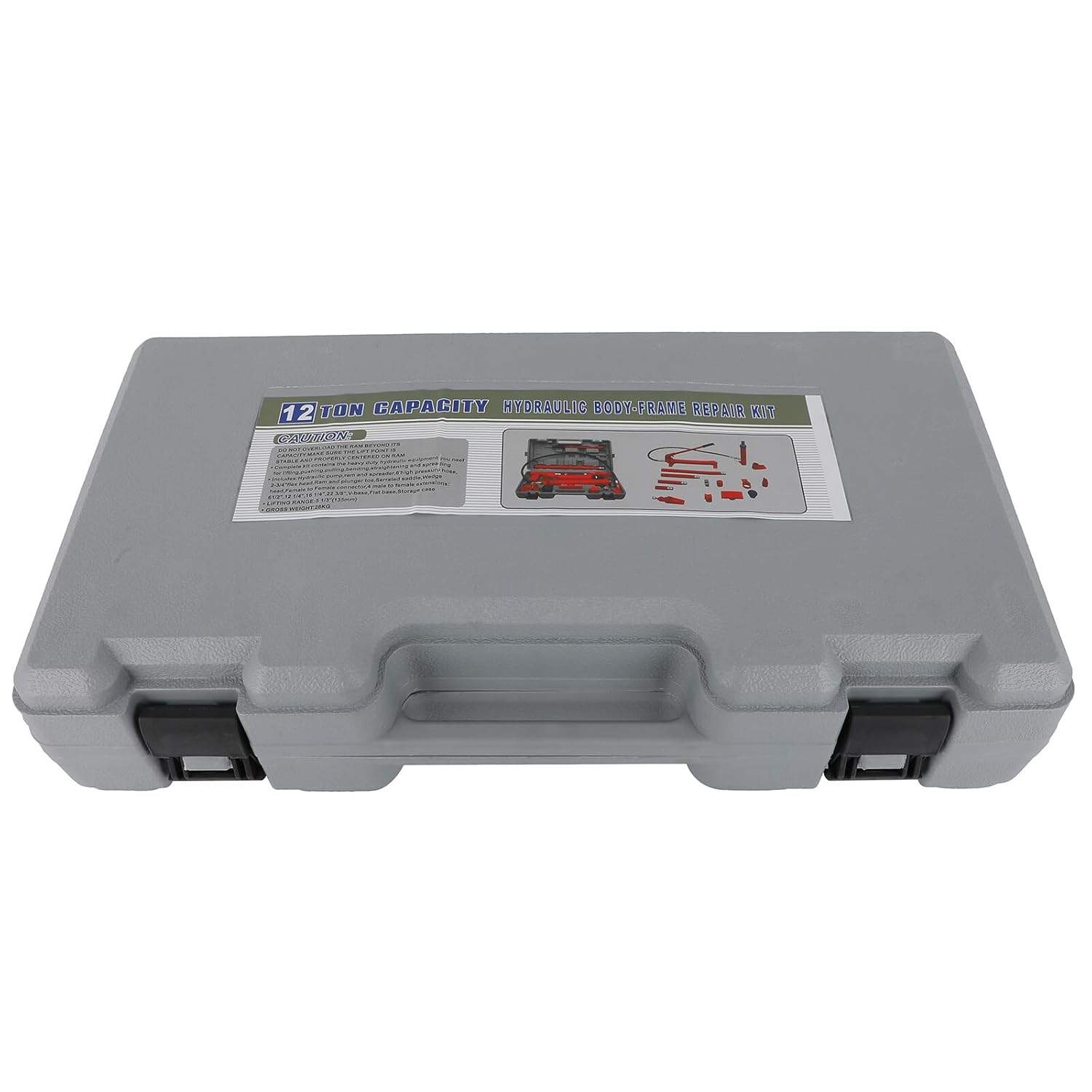 SCITOO Gato hidráulico Porta Power de 12 toneladas con manguera de aceite de 4.6 pies4.6 ft, Ram de elevación de marco de carrocería, kits de