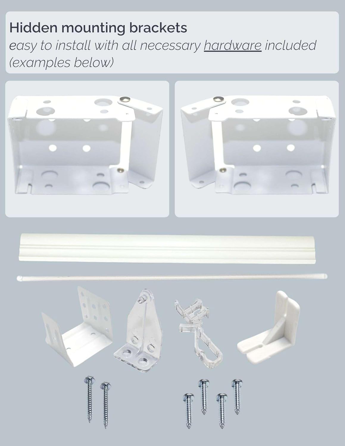 Linen Avenue Persianas de madera sintética blanca personalizables, inalámbricas, de 20 a 23 pulgadas de ancho x 68 pulgadas de alto, montaje