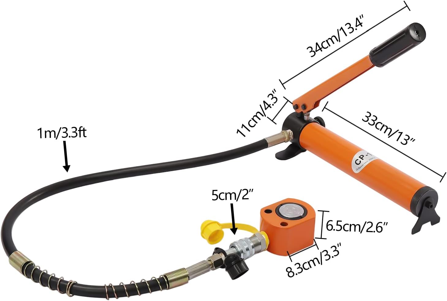 BSY-10 Gato hidráulico+bomba hidráulica de mano CP-180, 10T22046lbs 11mm0.43in Stroke Hydraulic Ram Cylinder Jack&350CC Bomba hidráulica manual,