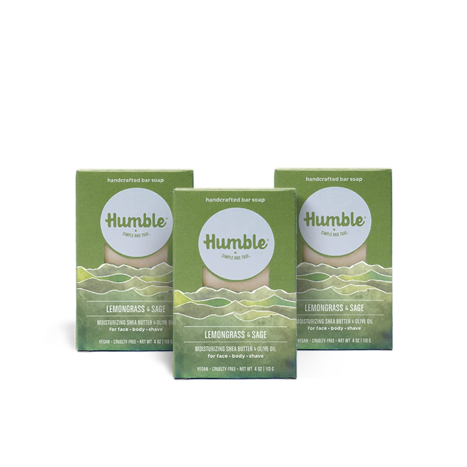 HUMBLE BRANDS – Jabón en barra hecho a mano, barras de jabón orgánico procesado en frío, limpiador hidratante facial y corporal, hierba de limón y