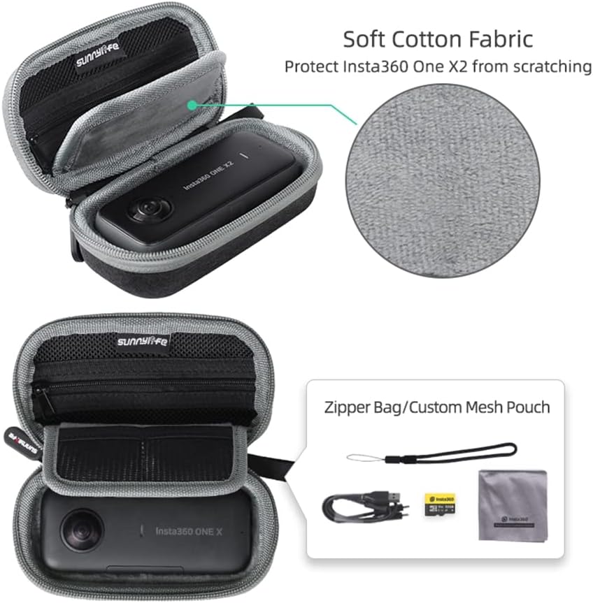 Estuche de transporte portátil Mini bolsa de almacenamiento EVA a prueba de golpes bolsa de protección de cámara dura para cámara Insta360 ONE X3
