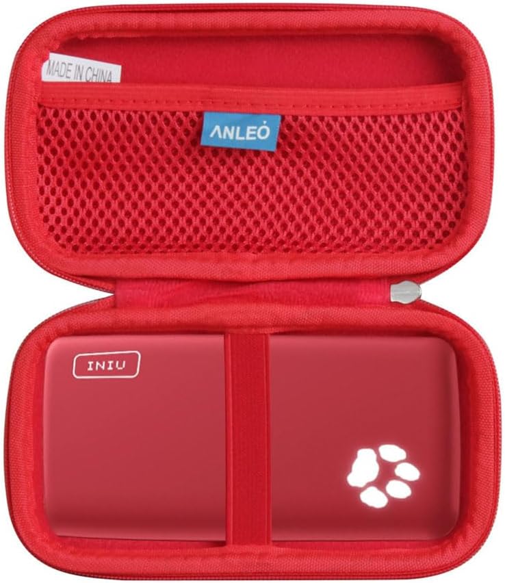 Estuche de viaje rígido para cargador portátil INIU 10000mAh Power Bank versión 2022 (rojo)