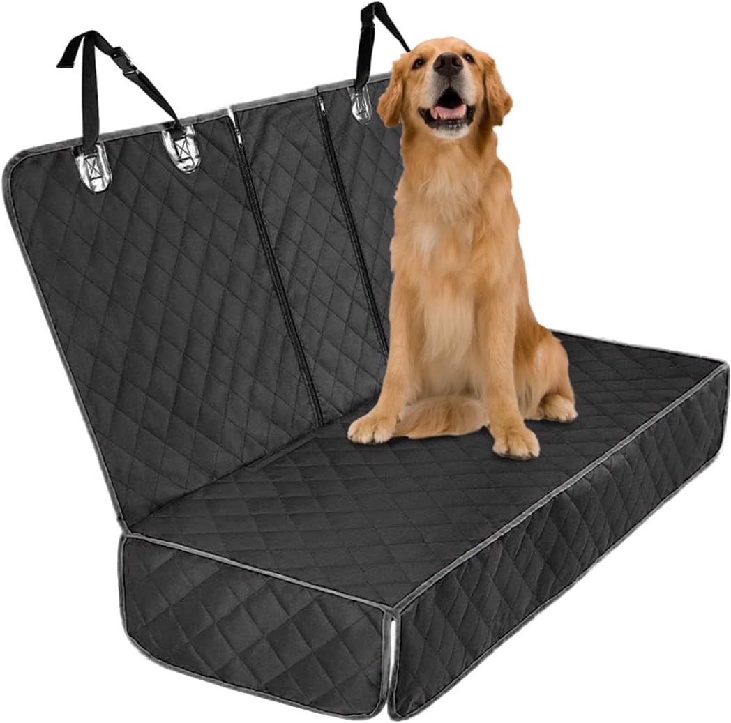 BESULEN Funda de asiento de automóvil para perro para asiento trasero, impermeable, compatible con reposabrazos y cinturón de seguridad, protector