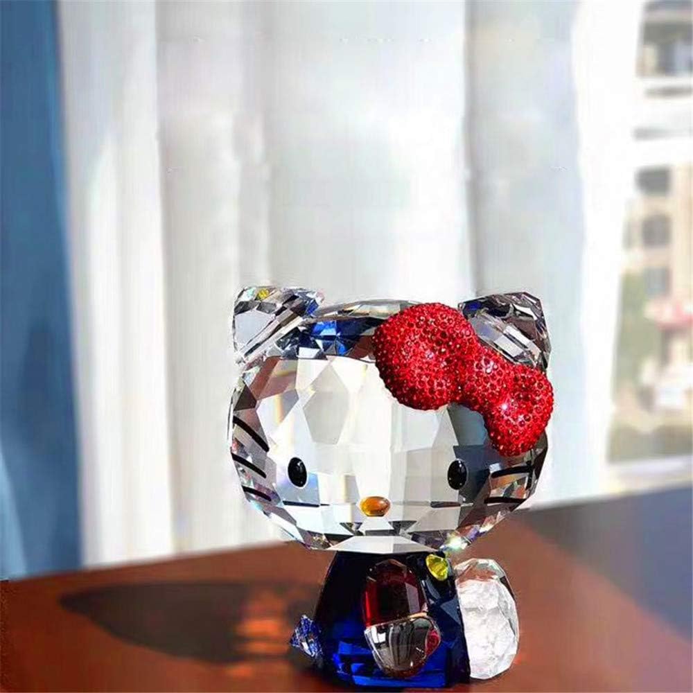 Figuras de gato de dibujos animados de cristal, adorno para automóvil, pisapapeles, boda, hogar, mesa, regalo, regalo para dama (niño grande)