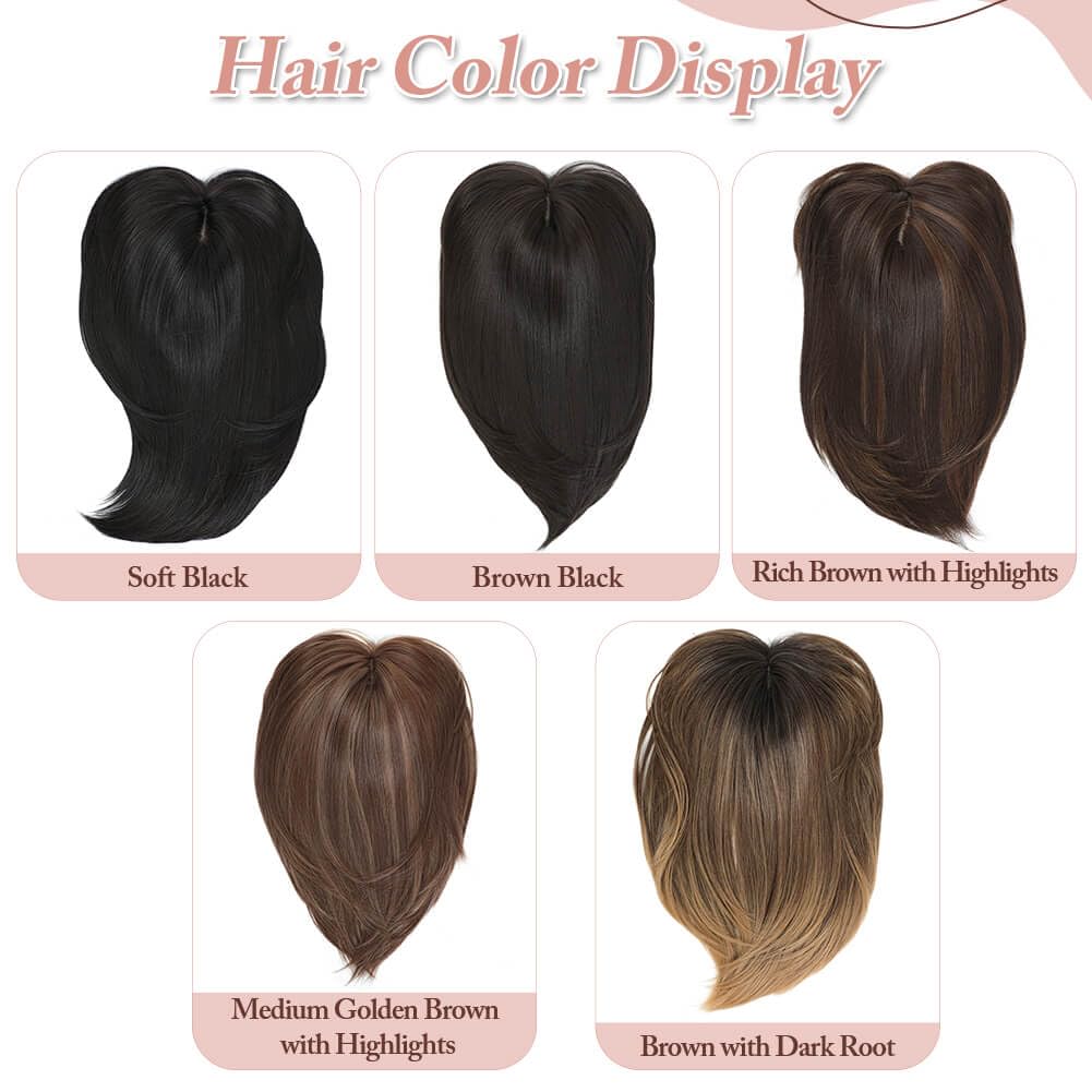 Molefi Toppers para el cabello para mujer, para adelgazar el cabello o la pérdida de cabello, 7 x 7 pulgadas, cortadores de pelo corto con cubierta