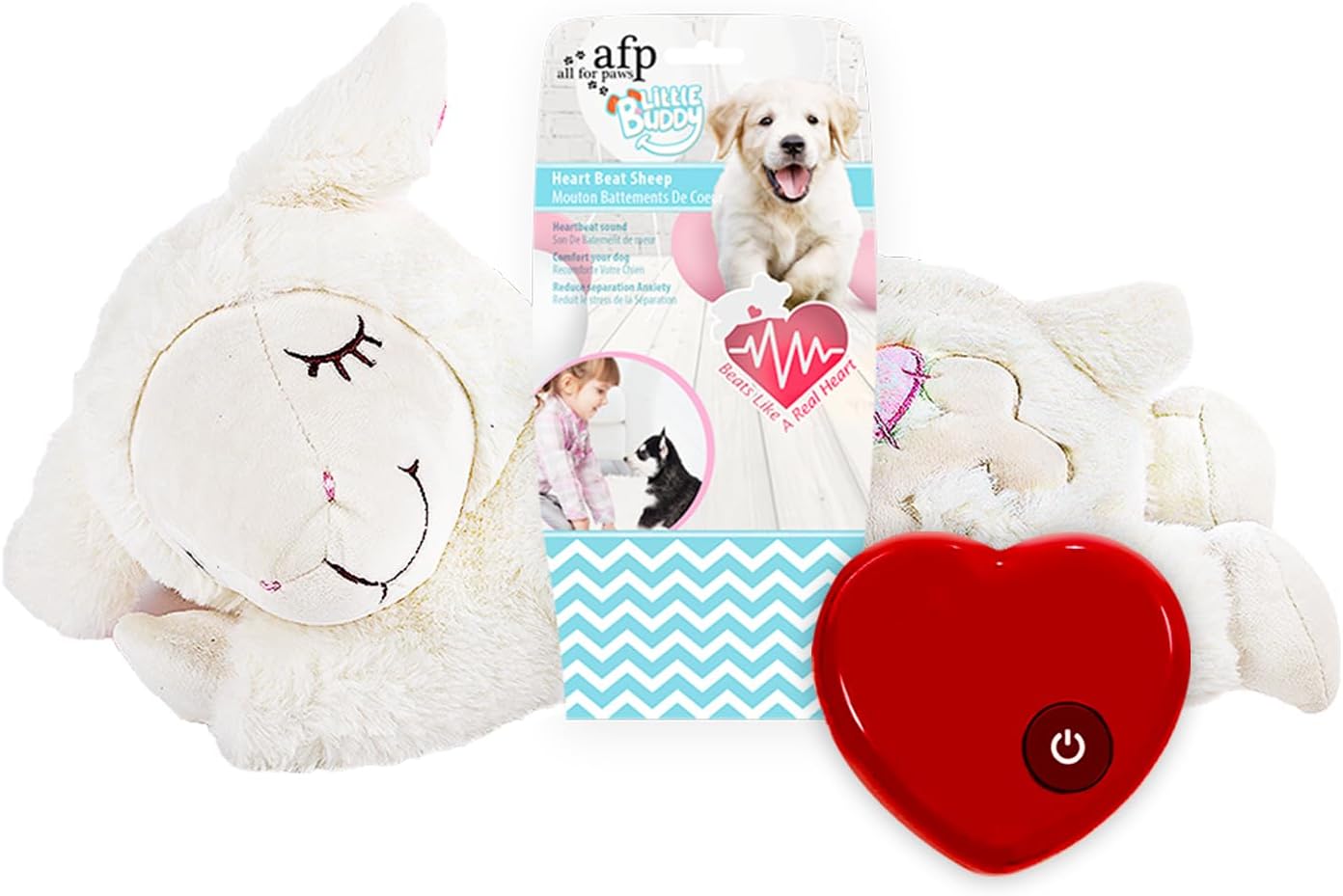 ALL FOR PAWS Heartbeat – Juguete para perro para cachorro, alivio de ansiedad y entrenamiento de comportamiento, juguete de peluche de latido del