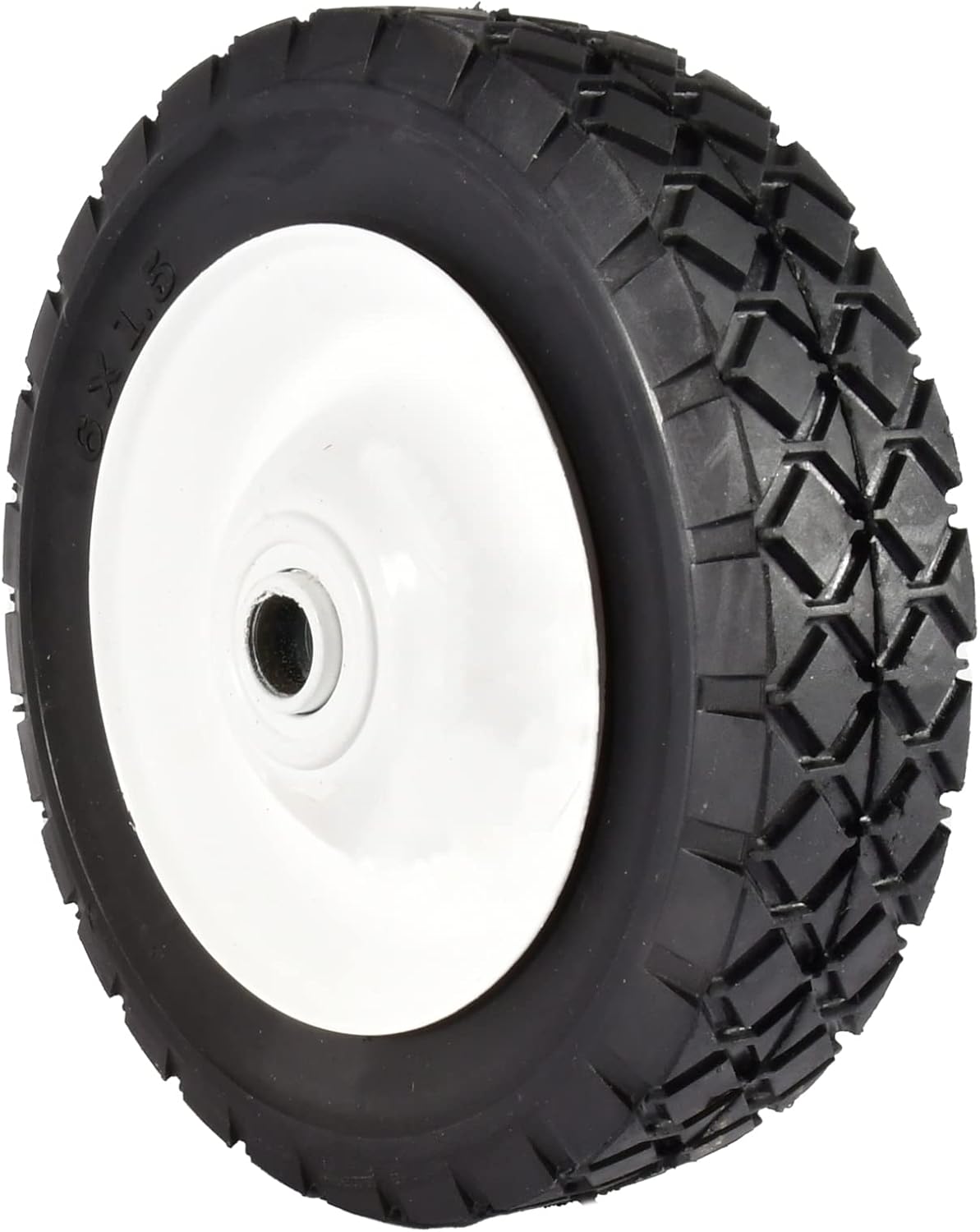 MaxPower 335160 – Rueda de acero de 6 x 1.50 pulgadas con orificio de 12 pulgada de desplazamiento de 1-38 pulgadas y banda de rodadura de diamante,