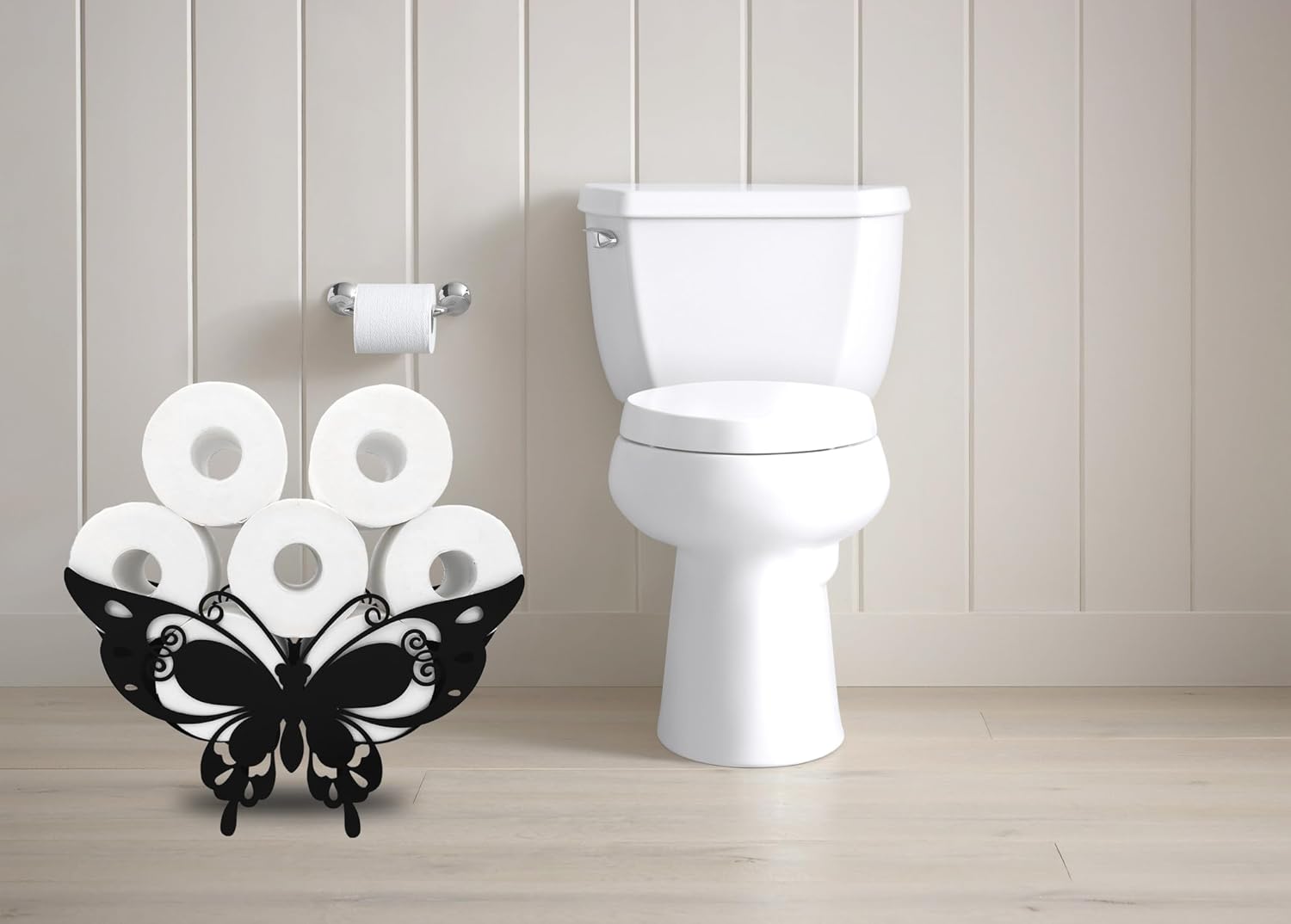 Divertido soporte de papel higiénico de mariposa, almacenamiento de animales para baño, almacenamiento de papel higiénico de animales de metal