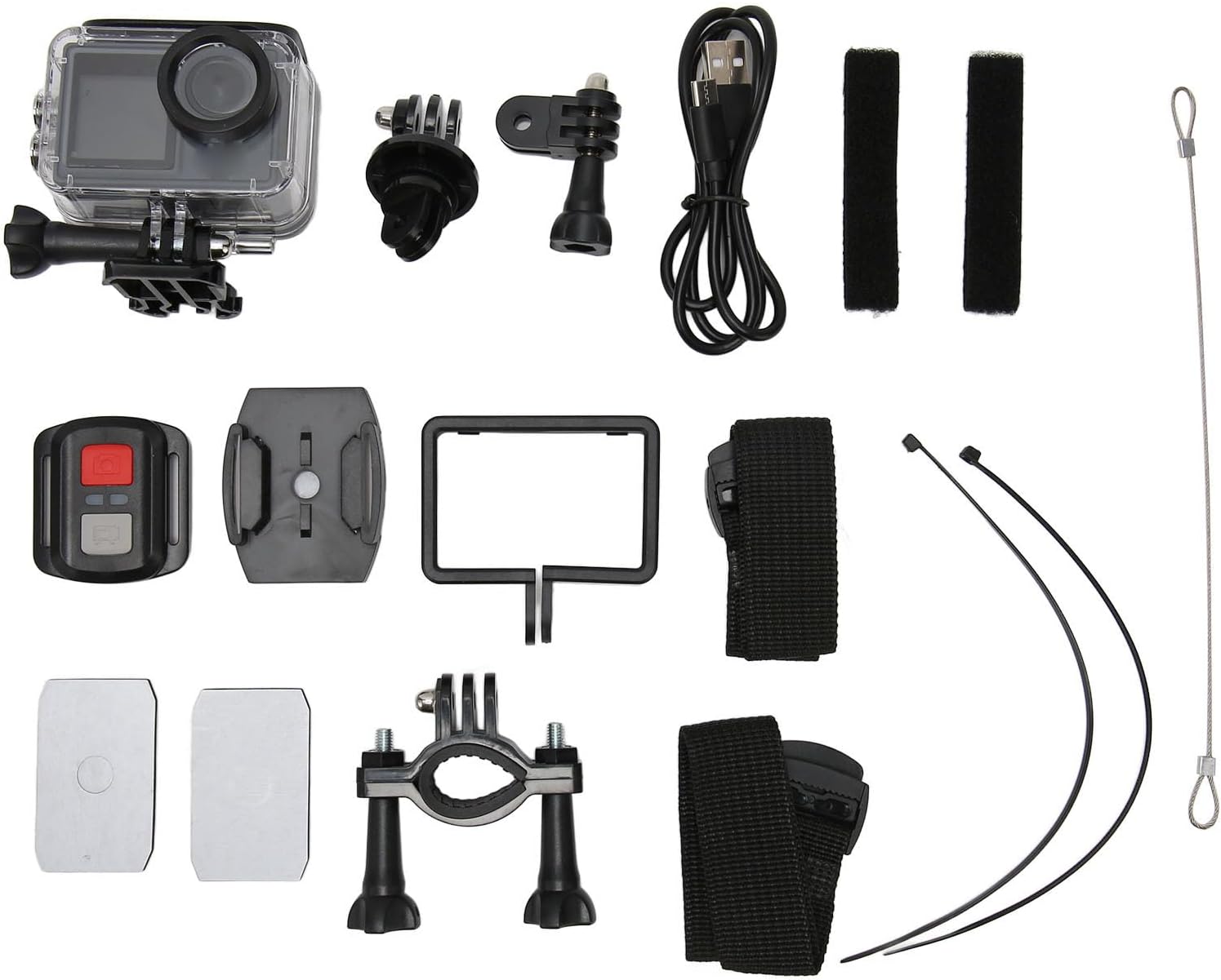 Cámara de acción 4K 30fps WiFi Cámara de acción con pantalla doble, cámara deportiva impermeable subacuática de 98 pies con control remoto y