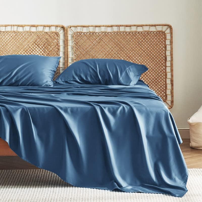 Bedsure Juego de sábanas tamaño California King, sábanas refrescantes, rayón derivado de bambú, bolsillo profundo de hasta 16 pulgadas, sábanas