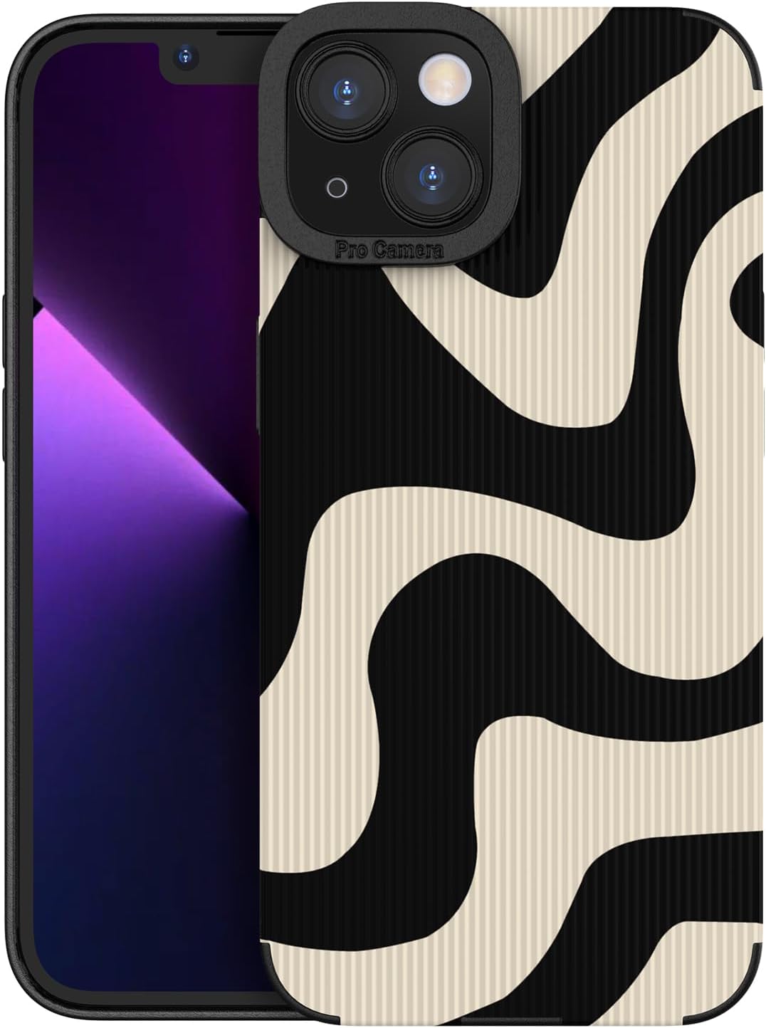 Compatible con iPhone 13 – Funda de silicona con diseño de ondas para mujeres y niñas, funda de silicona de TPU suave con diseño de cebra para