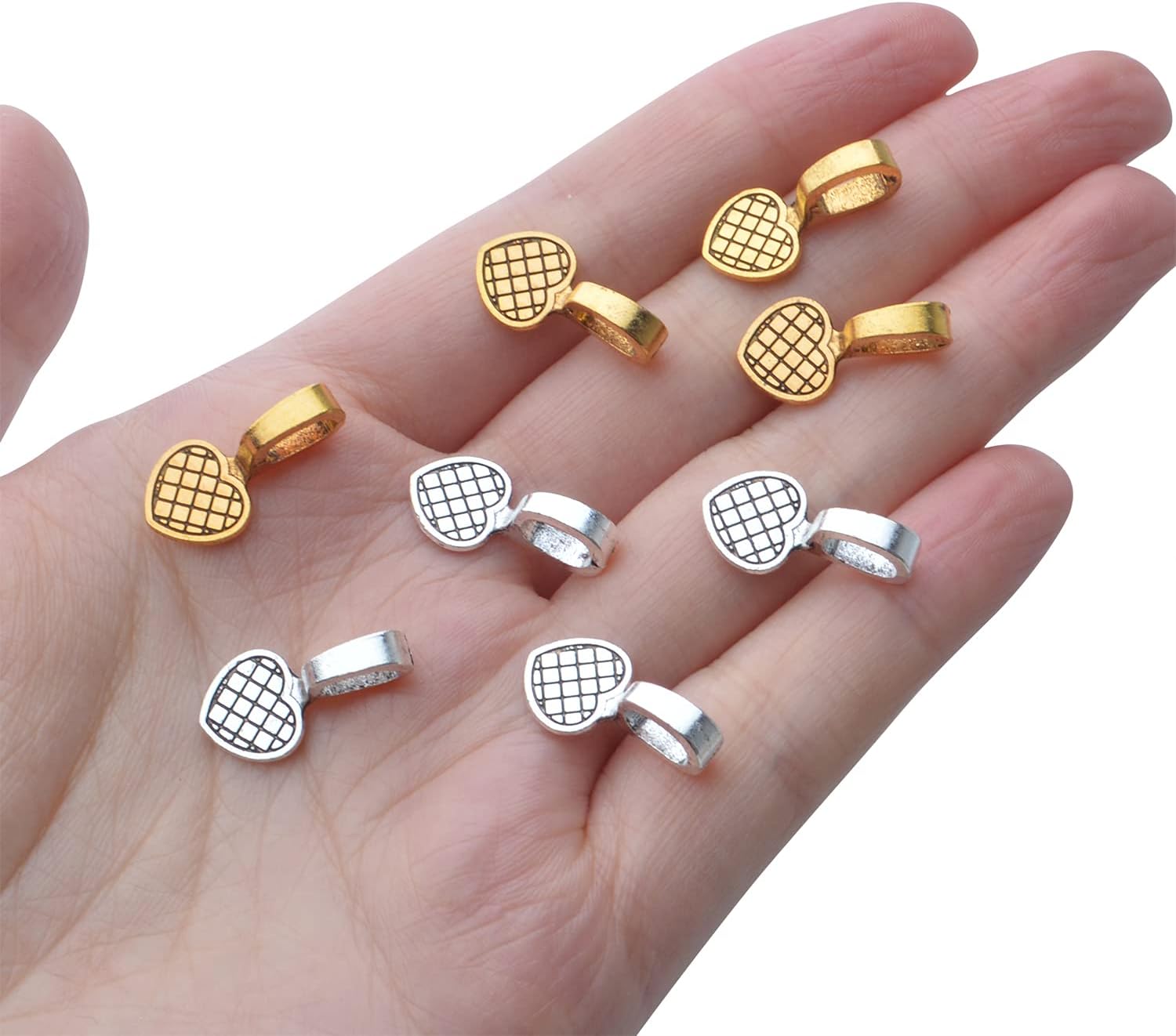 100 colgantes de aleación de corazón con forma de corazón, colgantes, colgantes para aretes de bricolaje, azulejos de vidrio, joyería, manualidades,