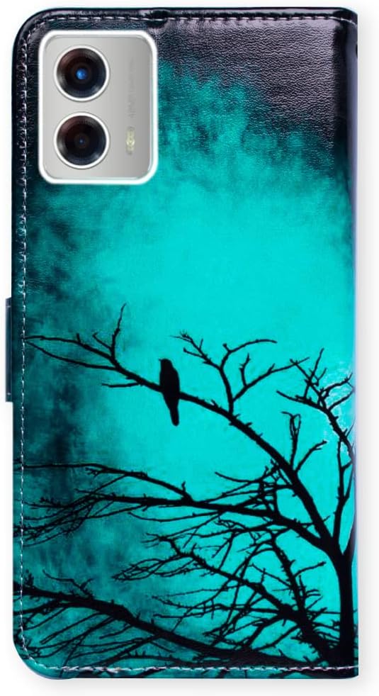 Funda para Moto G 5G 2023, diseño de pájaro negro y verde con tapa para teléfono con ranura para tarjetas, soporte para Motorola Moto G 5G 2023