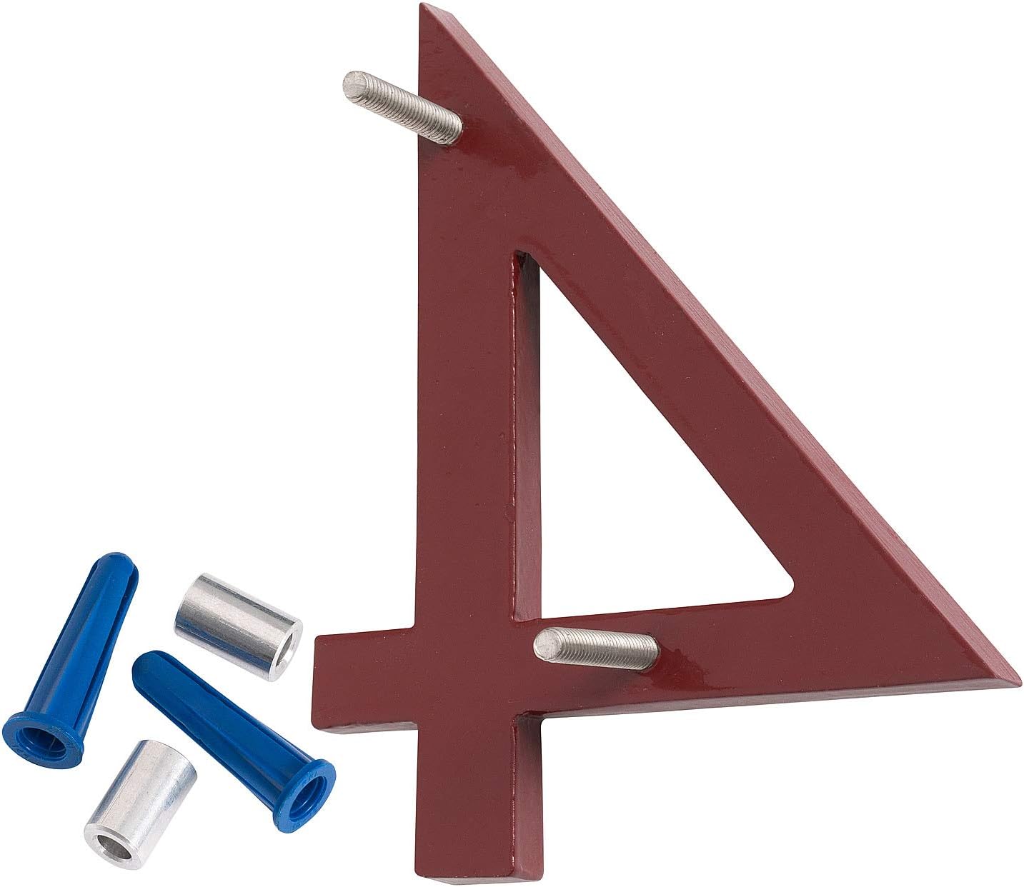 Montague Metal Products MHN-04-F-BR1-4 Números de casa de dirección flotantes modernos de aluminio cepillado sólido, 4 pulgadas, ladrillo rojo con