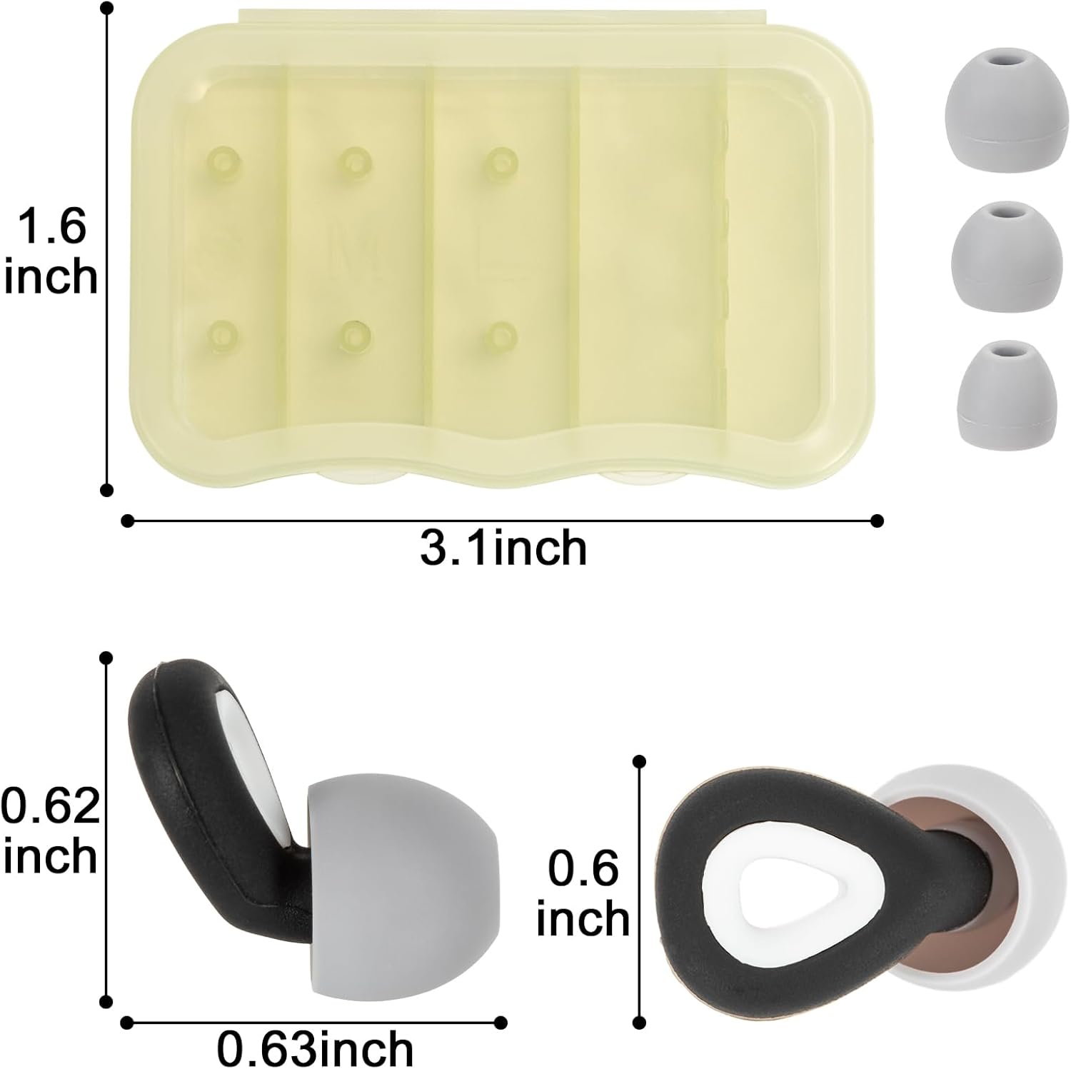 2 pares de tapones para los oídos con cancelación de ruido para dormir, tapones de silicona para los oídos para el trabajo, tapones para los oídos