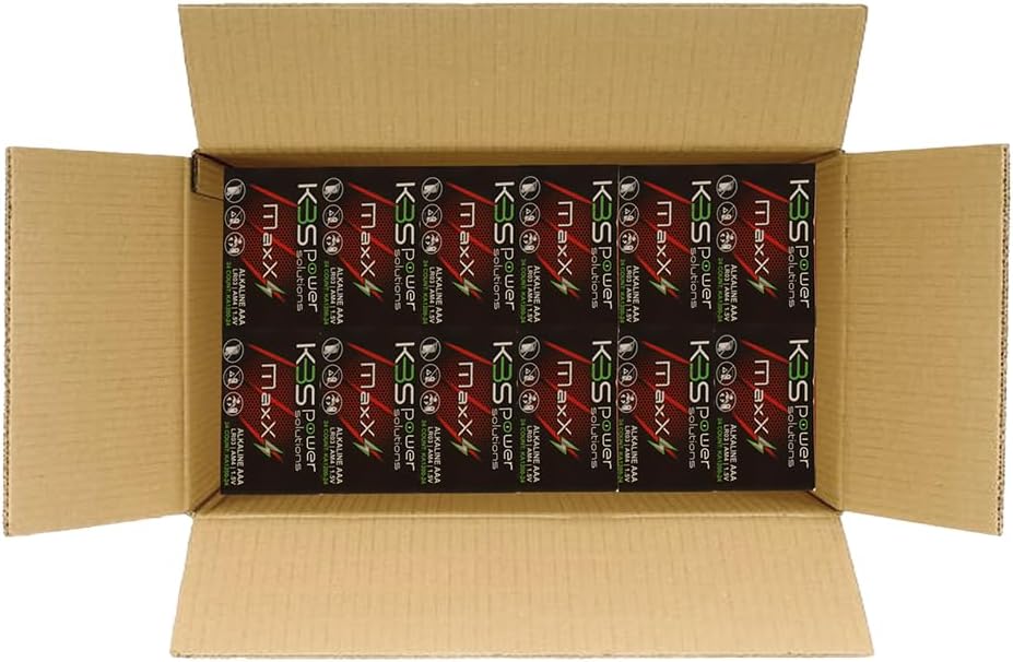 KBS POWER SOLUTIONS MAXX PEAK ALCALINAS AAA PAQUETE DE BATERÍAS PAQUETE DE 480 CELLAS (20 PAQUETES DE 24 UNIDADES) MaxX AAA Pilas alcalinas de mayor