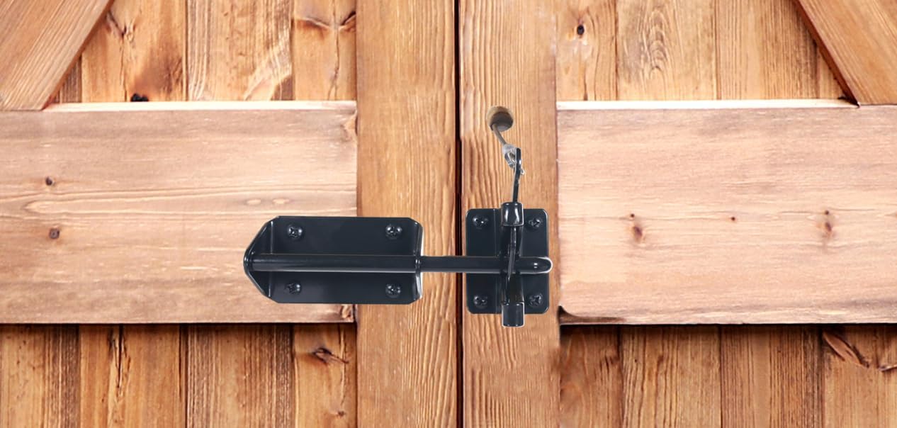 ADVANTAGE INDUSTRIES Pestillo de puerta automático resistente con cable para valla de madera, reversible  puertas batientes izquierda  derecha,