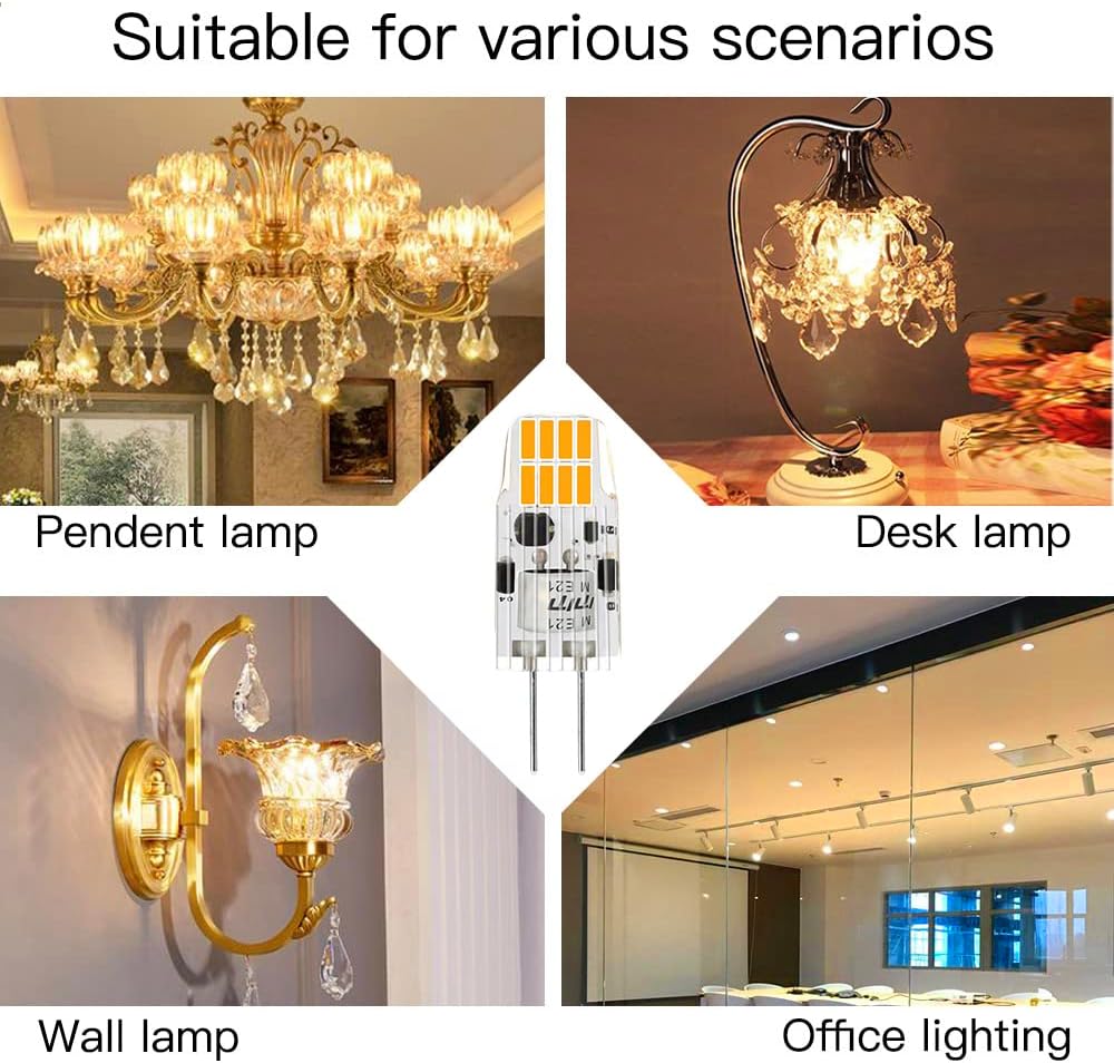 CQTLED – Bombillas LED G4 de 2 W para reemplazar bombillas halógenas de 10 W-20 W, CACC 12 V, no regulables, sin parpadeo, bombilla T3 JC tipo