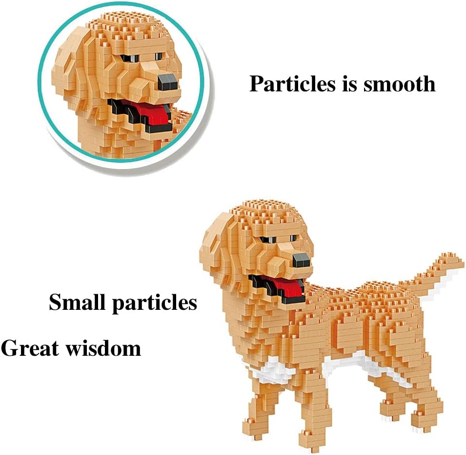 Bloques de construcción de mini perros, rompecabezas 3D, juego de bloques de construcción, juguetes regalos para niños o adultos (Golden Retriever,