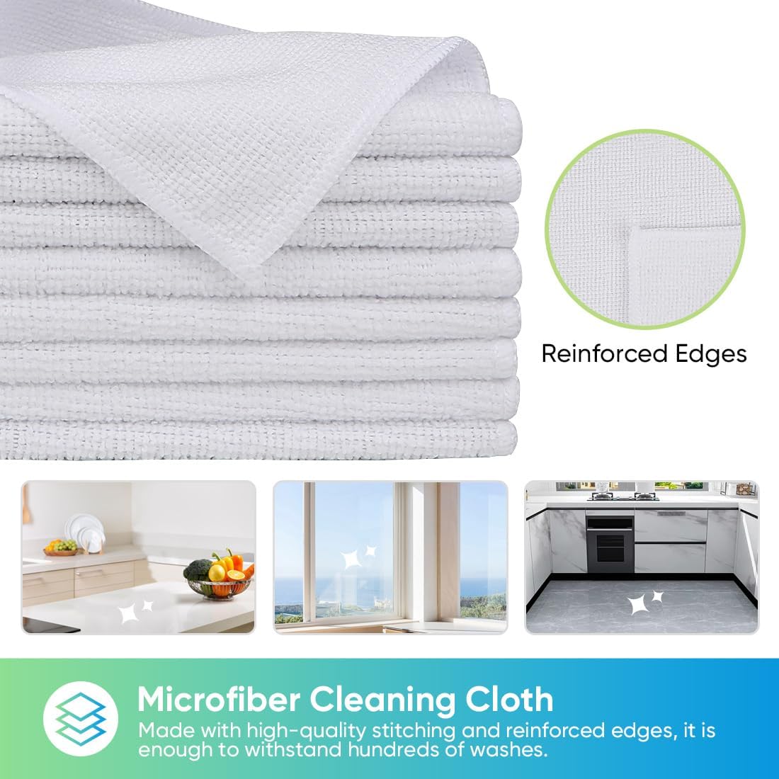 HOMEXCEL Paños de limpieza de microfibra, paquete de 24 toallas de limpieza para cocina, sin pelusas, sin arañazos, altamente absorbentes y