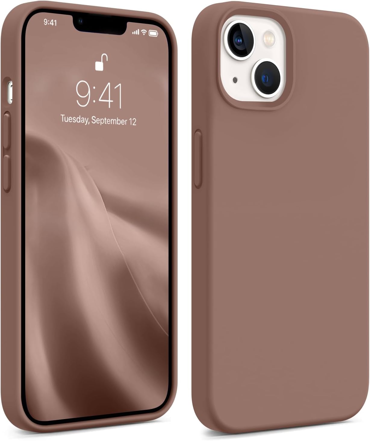 AOTESIER Funda compatible con iPhone 13, Serie Slim de silicona Funda protectora de cuerpo completo a prueba de golpes con forro de microfibra suave