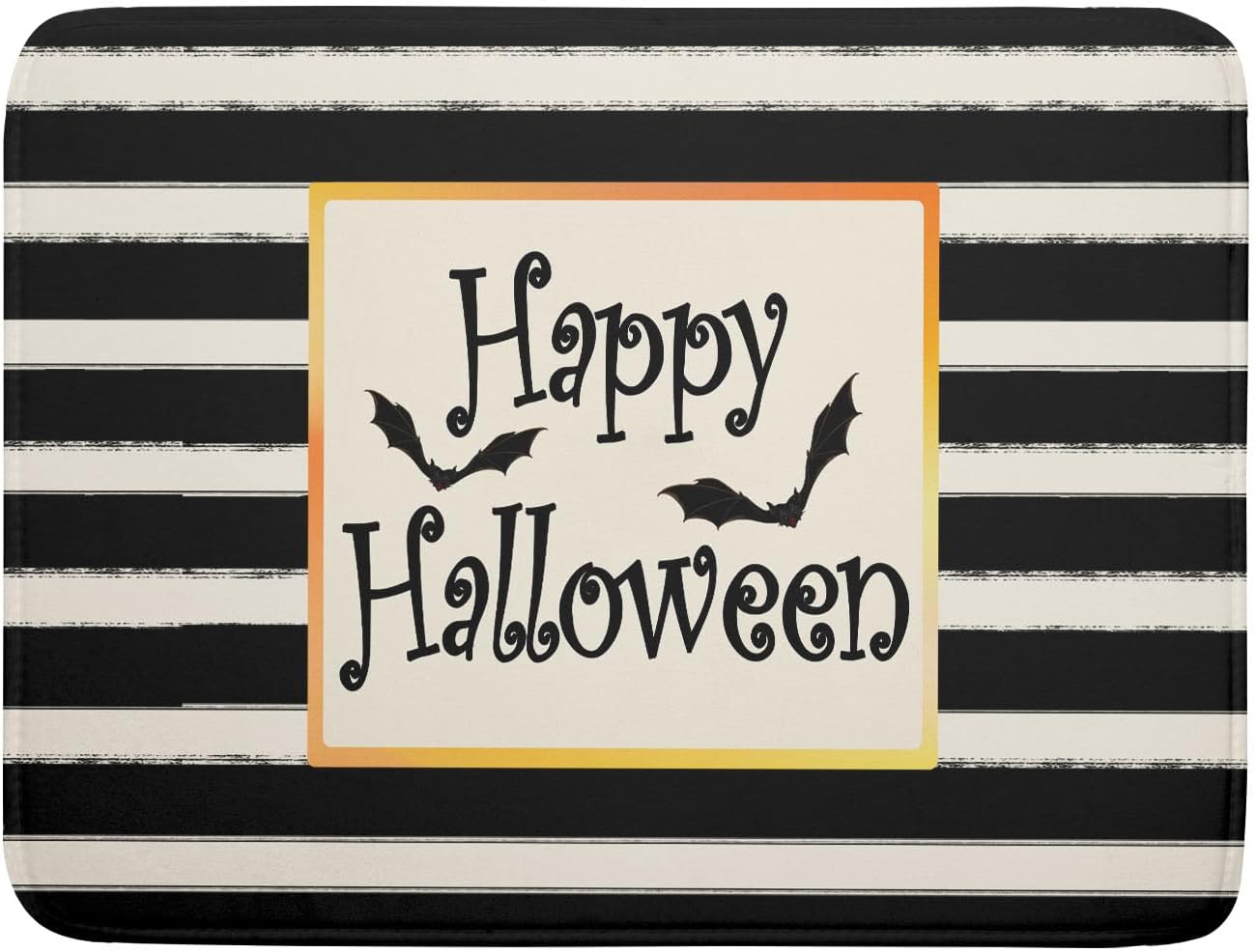 Tapete de secado de platos de murciélagos de Happy Halloween para encimera de cocina, tapete de secado de rayas blancas y negras de 18 x 24 pulgadas