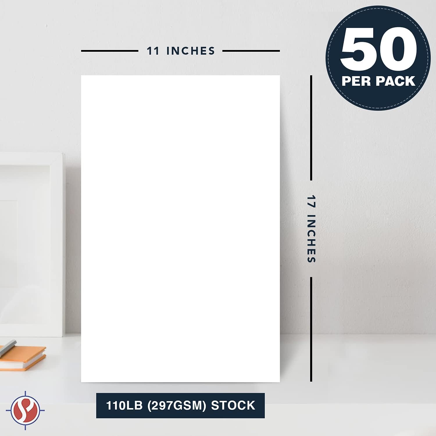 Funda blanca pesada  Cubierta extra gruesa y duradera de 110 libras (297 GSM) – Acabado liso  Para artes y manualidades, postales, pósteres  Tamaño