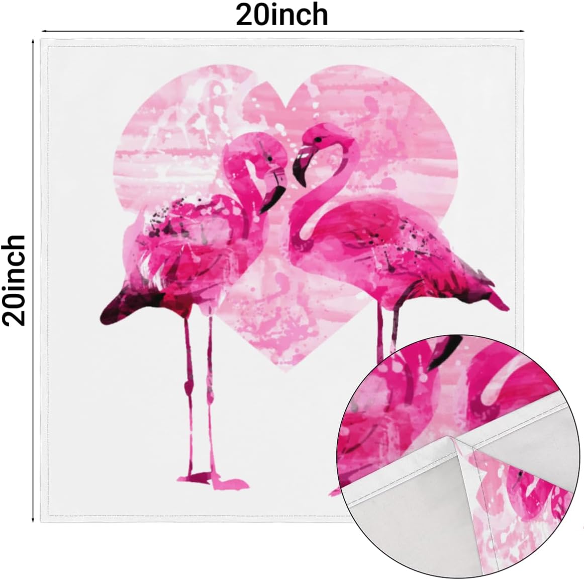 Cloth Napkins Set of 4 Flamingo Heart 20×20 Inch Cloth Napkins Flamingo Pattern Washable Reusable Kitchen Dinner Napkins Table Decor for Wedding,