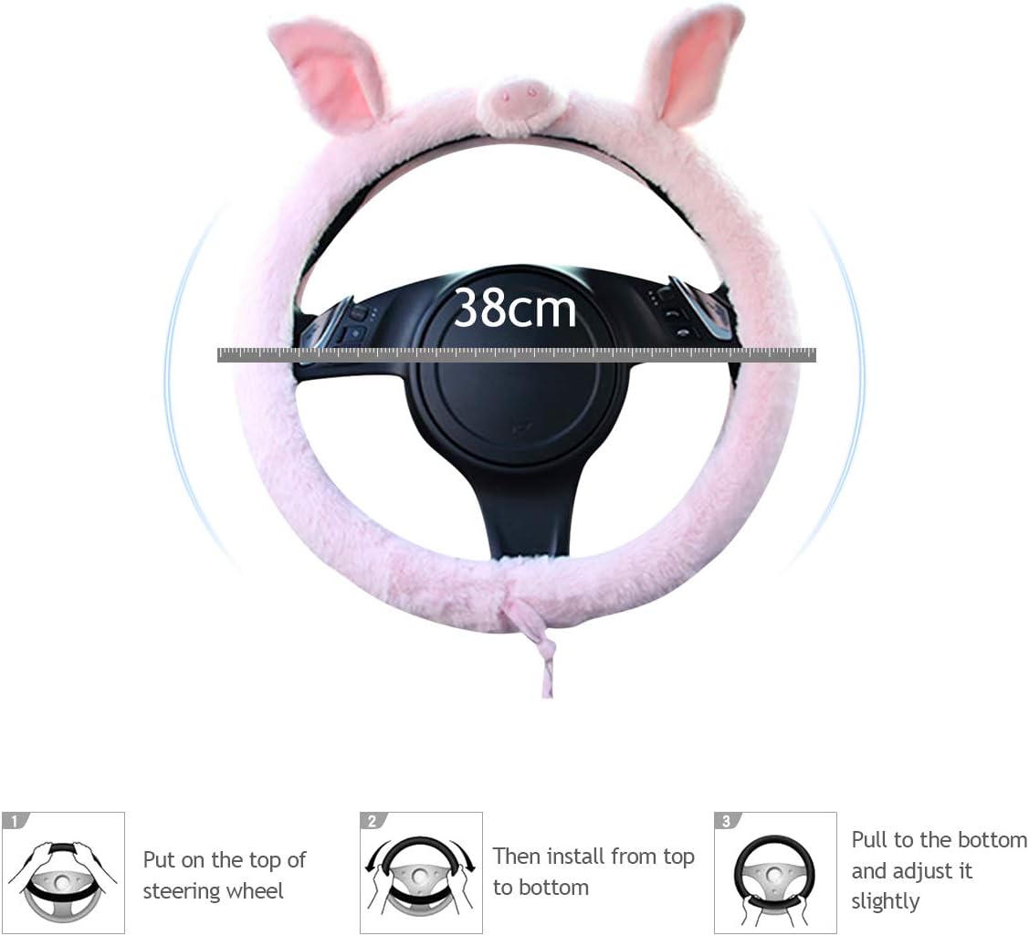Ergocar Funda antideslizante para volante de automóvil, diseño de animales lindos de invierno, 15 pulgadas, franela suave de microfibra avanzada