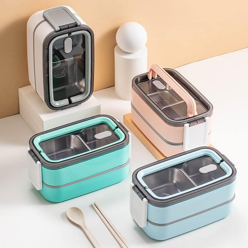 Lonchera Bento Box 304 de acero inoxidable a prueba de fugas, contenedores térmicos de almacenamiento de alimentos para adultos, hombres, mujeres (2