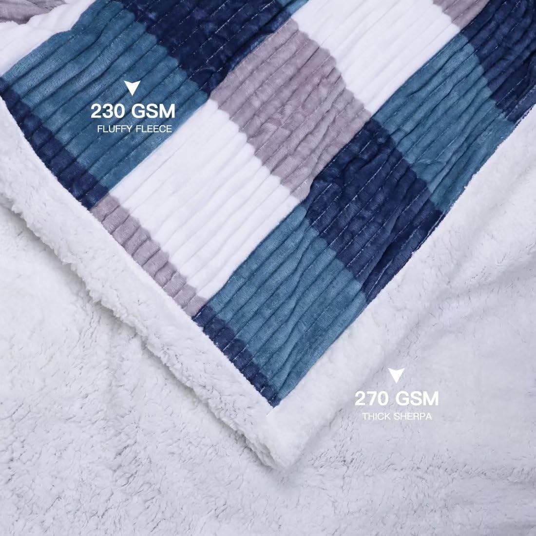 Manta de forro polar Sherpa para sofá, acogedora, suave y cálida, manta reversible para cama y sofá, manta decorativa de felpa gruesa y mullida de