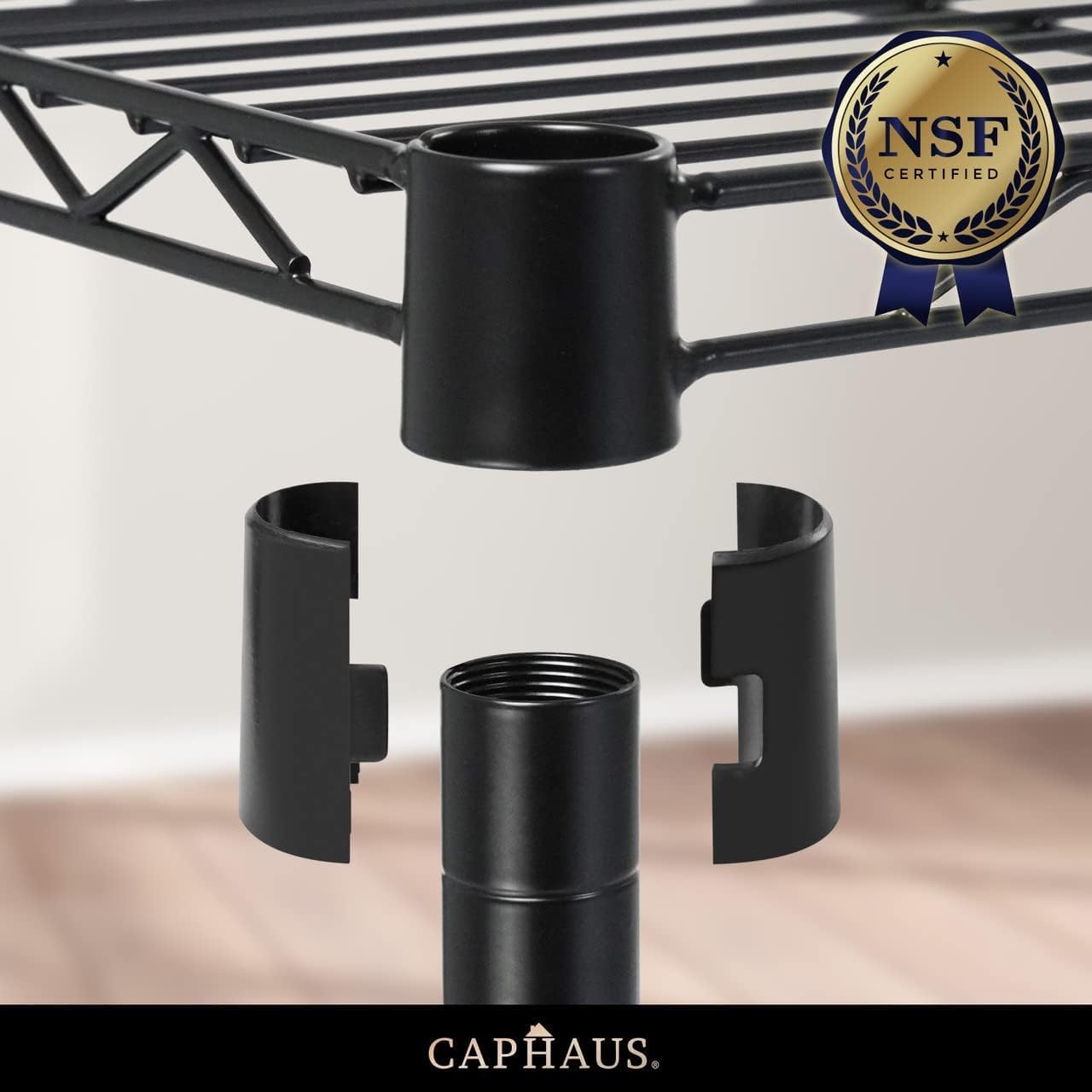 CAPHAUS NSF – Estantería de alambre resistente de grado comercial con ruedas, patas de nivelación y revestimientos, estante de metal de