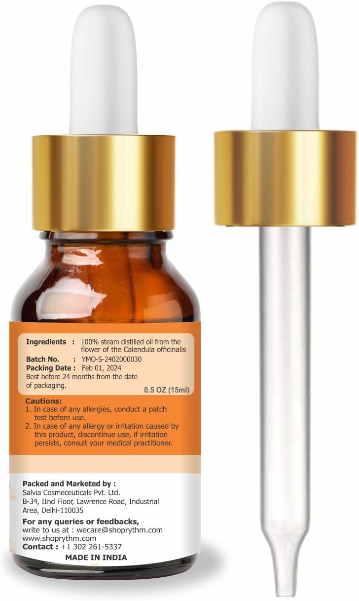 Crysalis Aceite de caléndula amarilla  Aceite portador prensado en frío puro y natural sin diluir – 0.5 fl oz0.50 fl oz