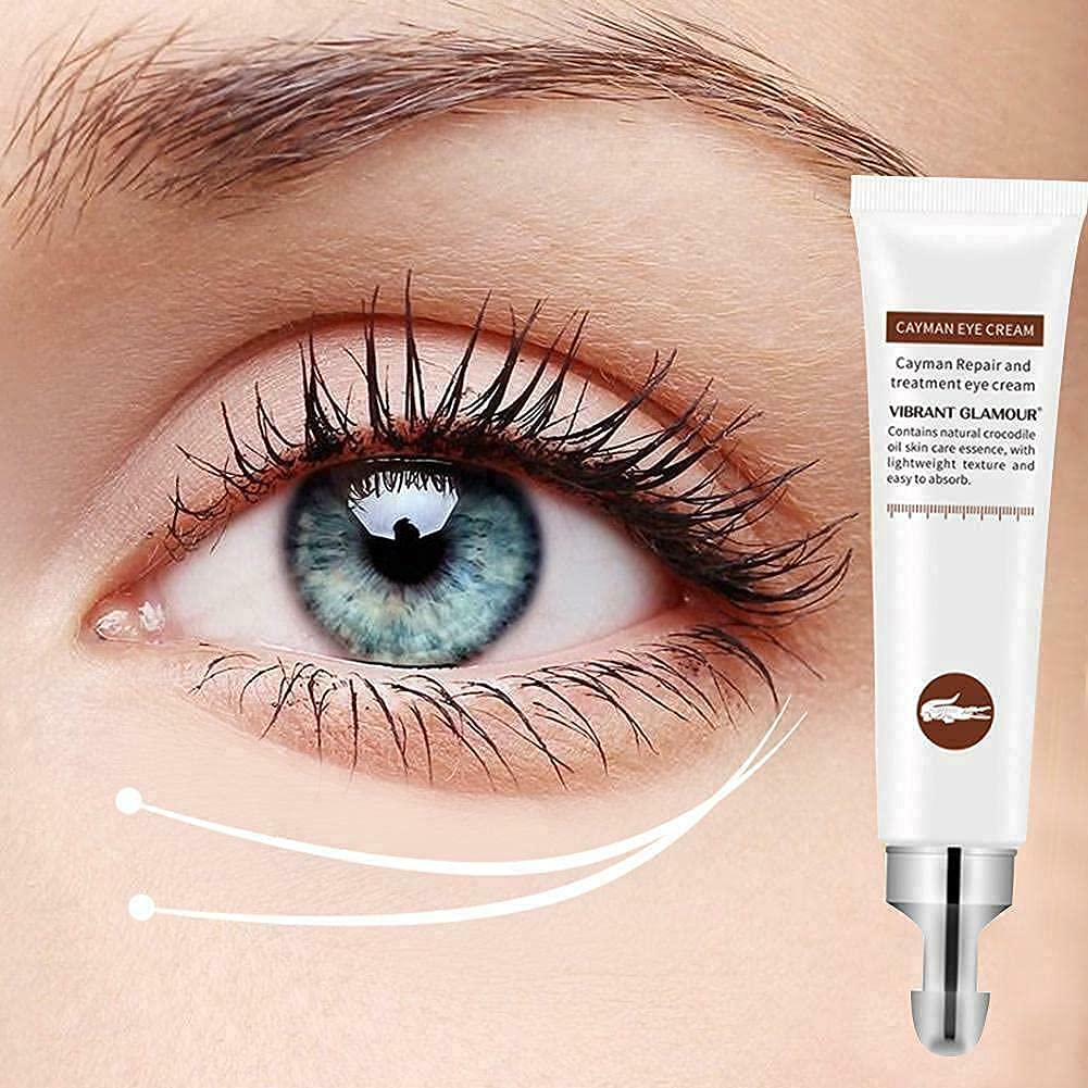 Crema para ojos de Cayman antienvejecimiento, suero de ojos reparador de arrugas, reduce las patas de gallo, las líneas finas y las ojeras, suaviza