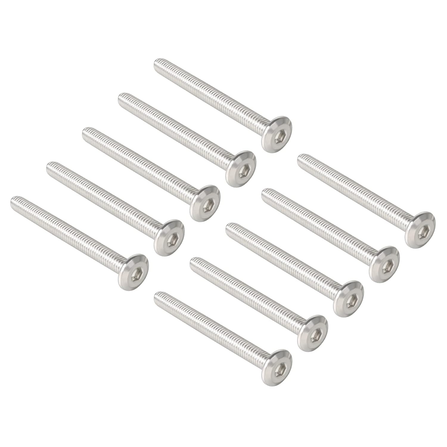 10 tornillos hexagonales de cabeza redonda plana M6-0.039 x 2.362 in, tornillos de conexión de acero inoxidable 304, tornillos para muebles, camas,