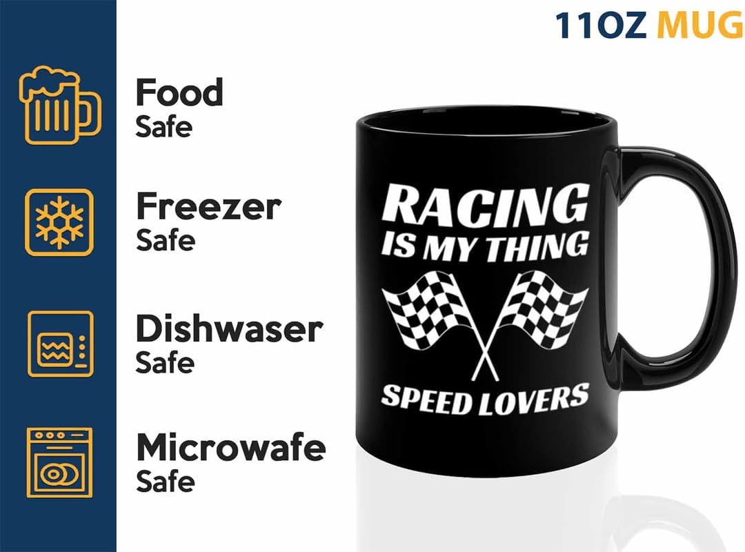 Racer Coffee Mug 11oz Black – Racing Is My Thing – Fuel Speed Racer Car Guys Circuit Automotive Racing Boy Gifts For Him Dad Men Boyfriend