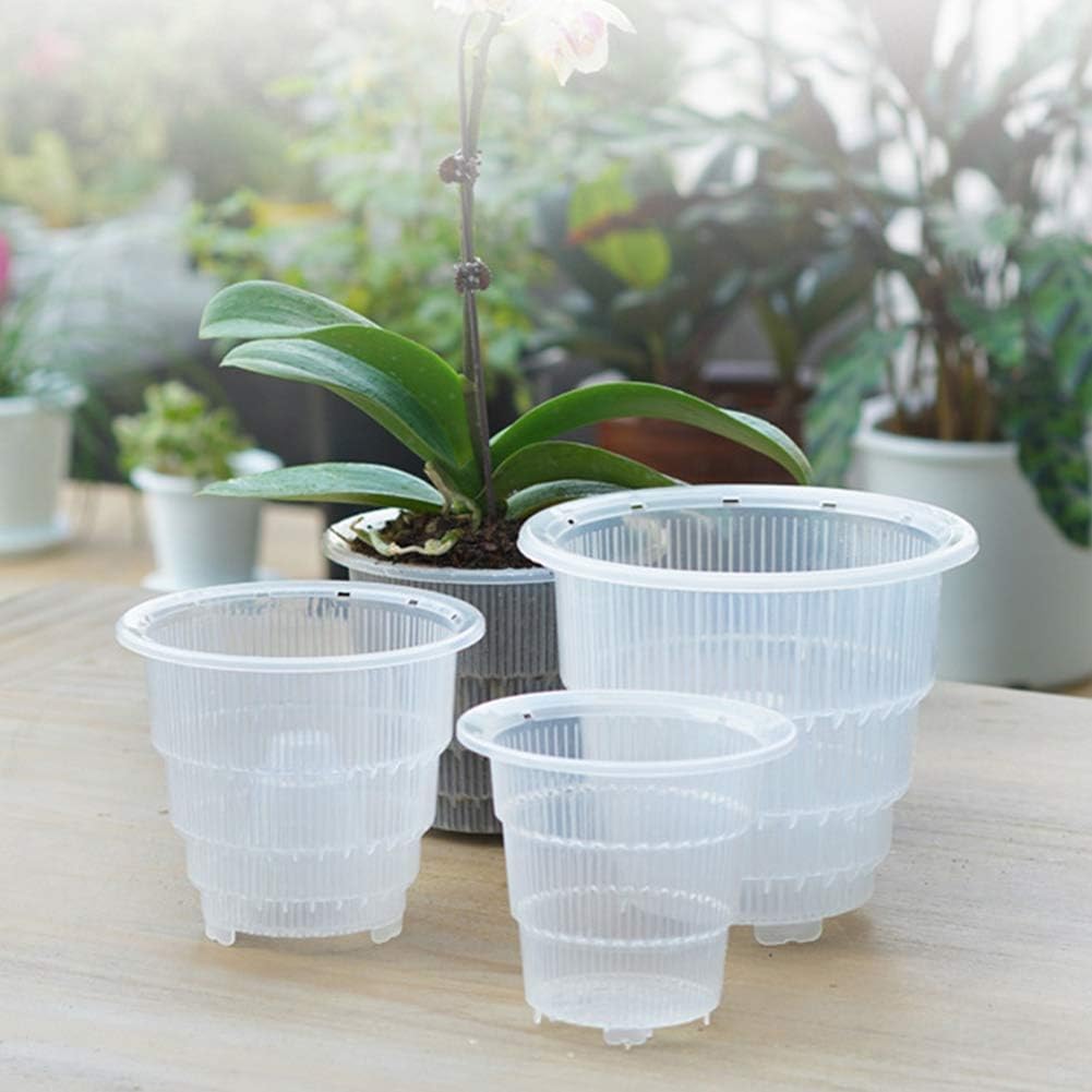 Ochine 1 paquete de macetas de plástico transparente para orquídeas con agujeros, cestas de plástico para plantas carnosas, contenedor duradero de