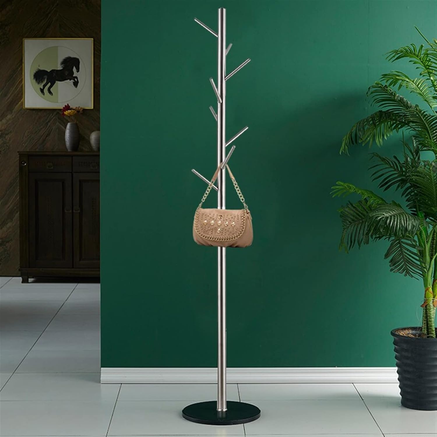 Coat Rack Simple Metal Stable Marble Base Coat Hanger Floor Free Standing Wall Bedroom Easy Assembly