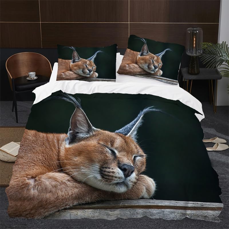 Juego de funda de edredón tamaño Queen con estampado de animales de color verde oscuro, funda de edredón de microfibra suave y 2 fundas de almohada
