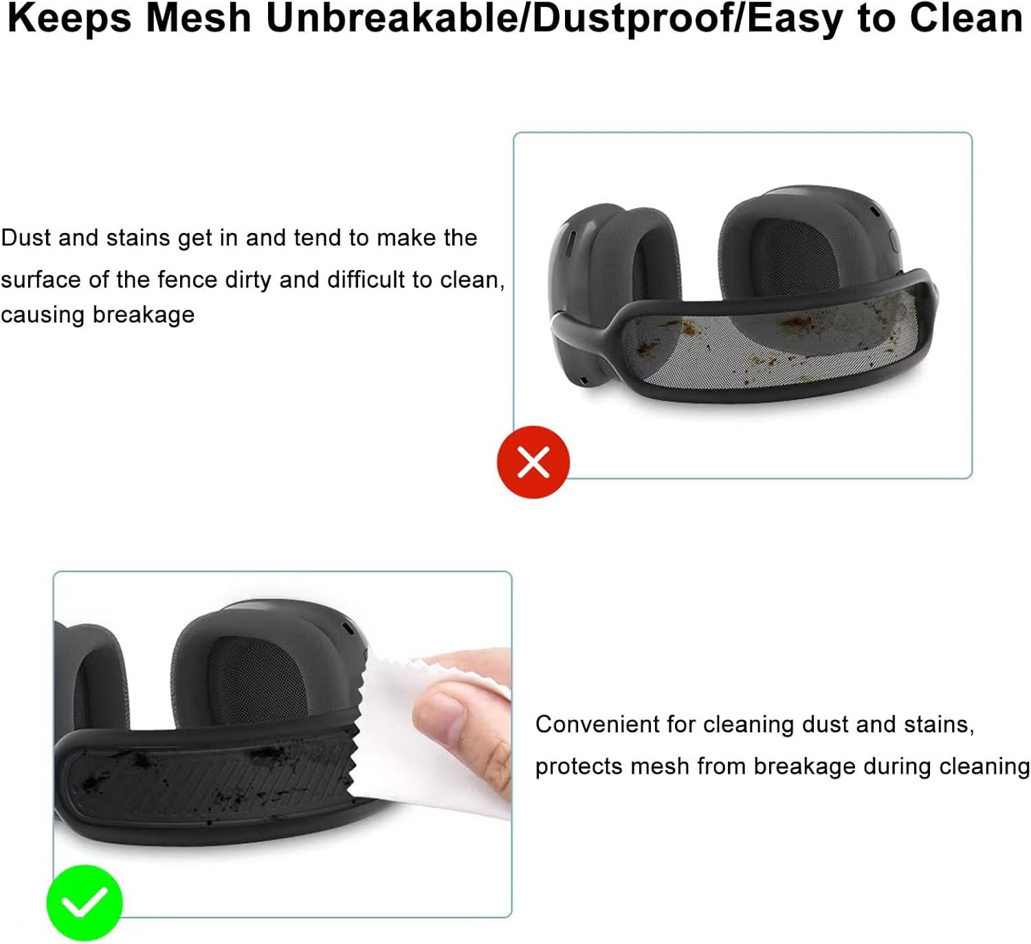 VAEKNVG Funda para la diadema compatible con Apple AirPods Max, protectores de diadema de silicona suave y lavables, cojín cómodo, funda protectora