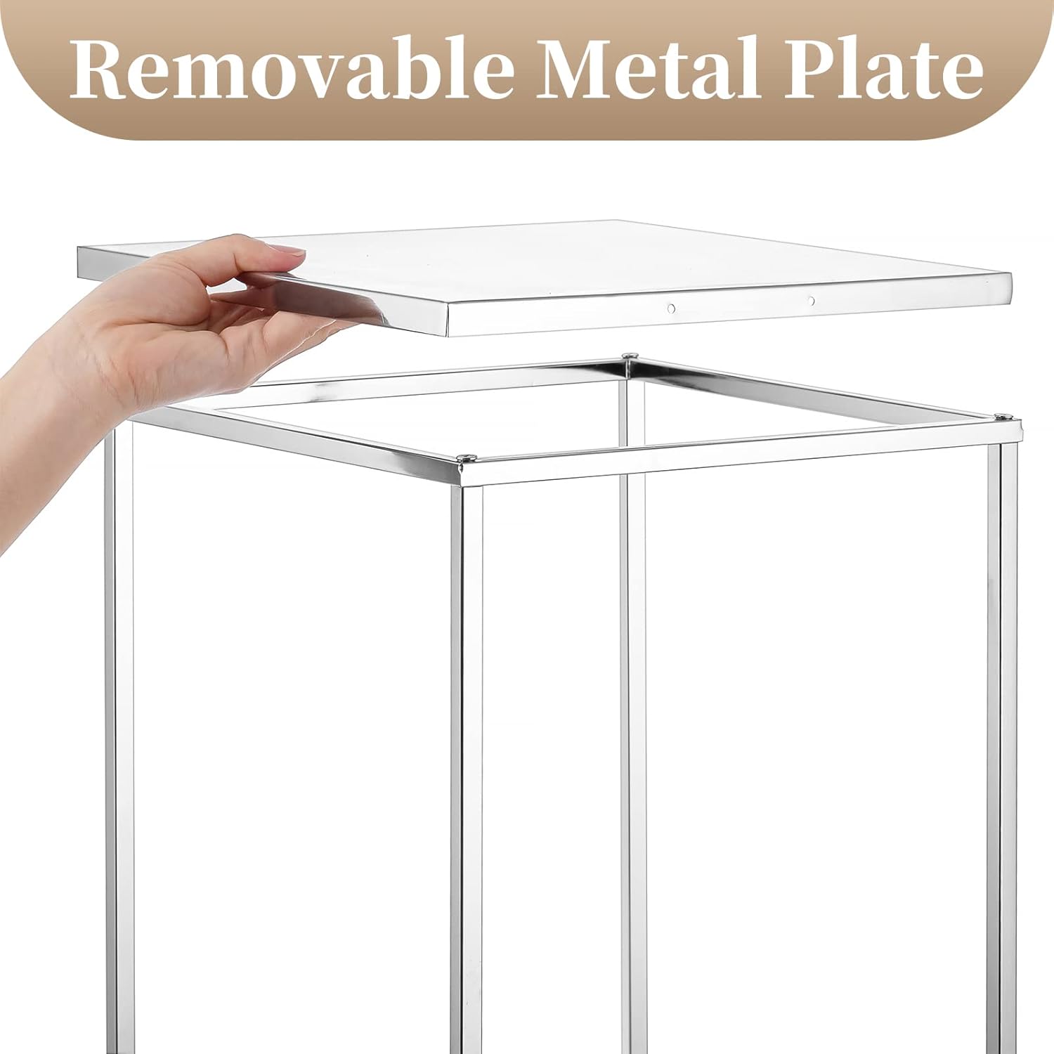 Sziqiqi Jarrón de centros de mesa de boda para mesas con platos, 2 piezas de columna de metal, soporte geométrico de flores de 23.6 pulgadas,