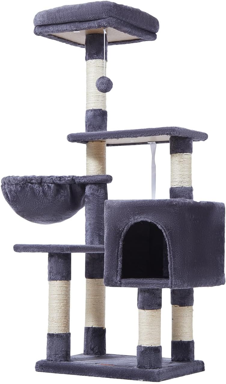 Árbol para gatos, torre para gatos de 44.5 pulgadas para gatos de interior, condominio para gatos de varios niveles con 7 postes rascadores, perca,