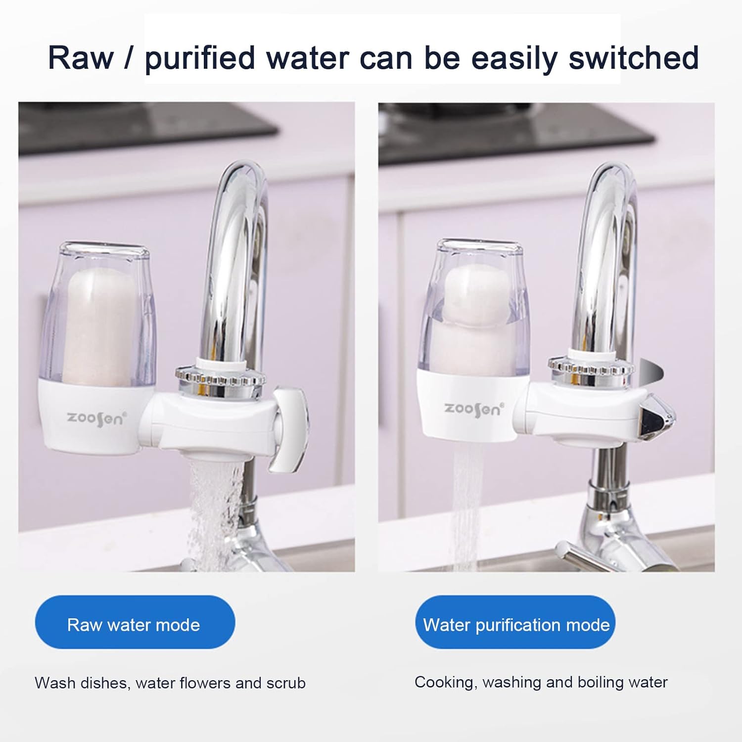 Filtro de agua para grifo, sistema de filtro de grifo de agua del grifo, purificador de agua se adapta a grifos estándar para el hogar, cocina, baño