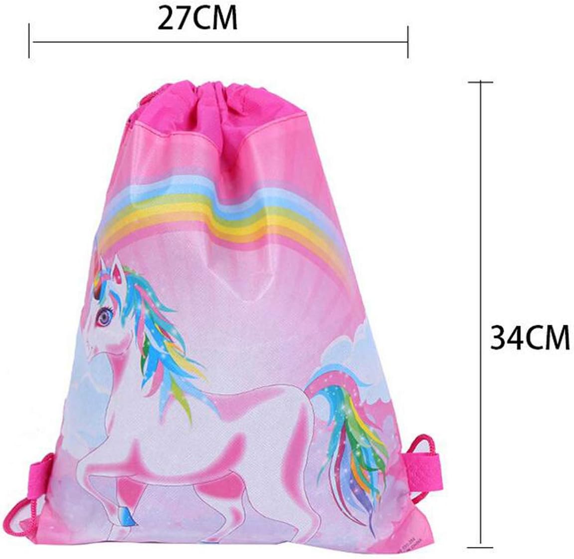 Bolsa de recuerdo de fiesta de unicornio, paquete de 8 mochilas con cordón de unicornio como bolsas de regalo de fiesta, bolsas de dulces para