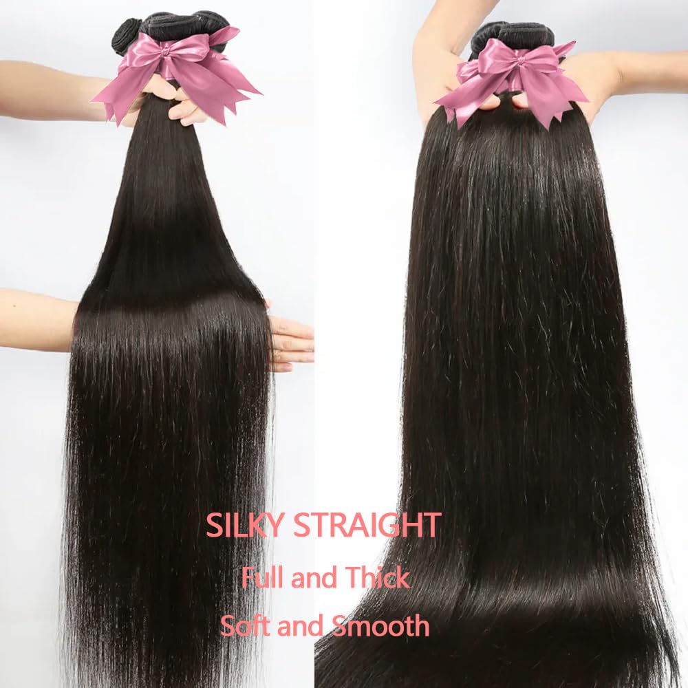 SUIFENGWU Manojos de cabello humano lacio 10A (20, 22, 24 pulgadas), 100% sin procesar, extensiones de cabello humano virgen brasileño de color