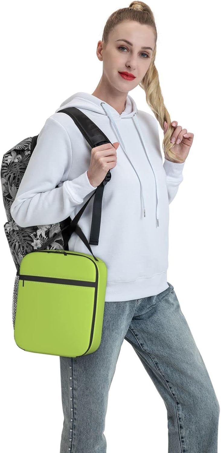 Lonchera verde para niños, niñas, niños, mujeres, adultos, lavable, con aislamiento térmico, bolsa de picnic para oficina, trabajo, clase, estética,