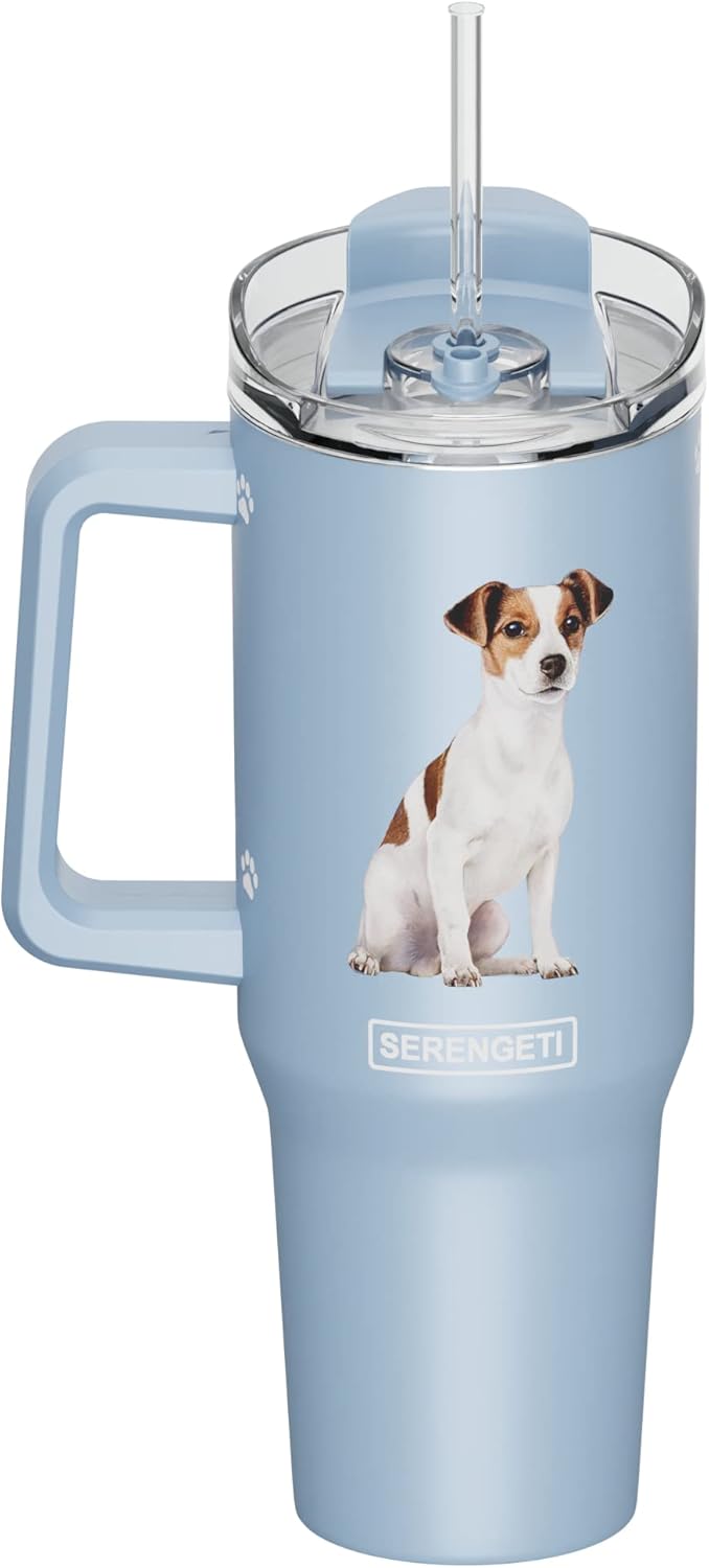 SERENGETI Ultimate – Vaso de 40 onzas con asa y pajilla, vaso aislado al vacío con popote y tapa, taza de viaje de acero inoxidable para amantes de