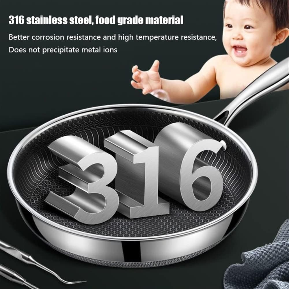 Olla de cocina de acero inoxidable 316, sartenes de grado profesional para cocinar, sartén antiadherente física grabada con láser, sartén