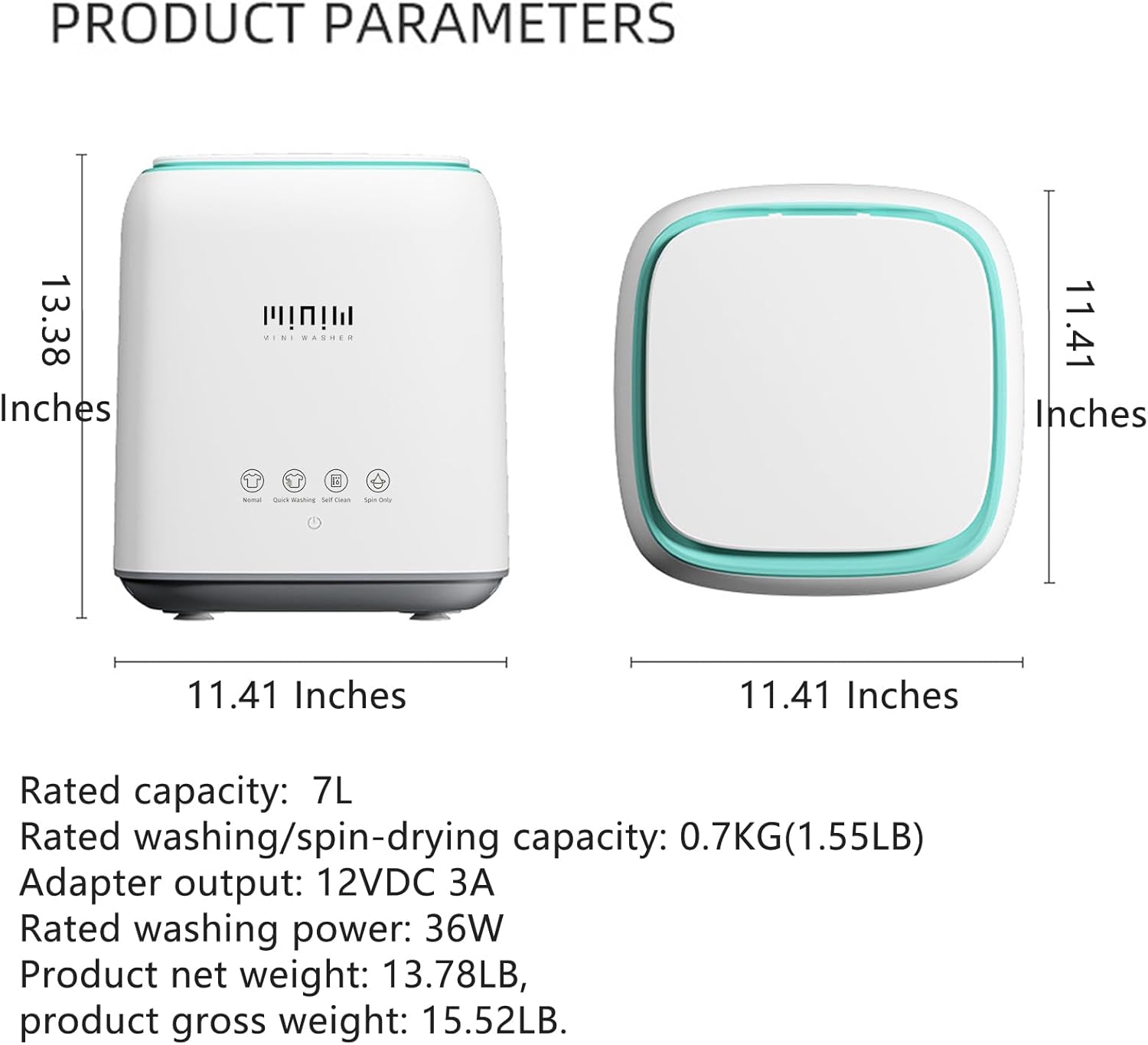 Mini lavadora portátil totalmente automática para ropa interior, bragas y calcetines diseñada específicamente para separar ropa ajustada (ABS-WHITE)